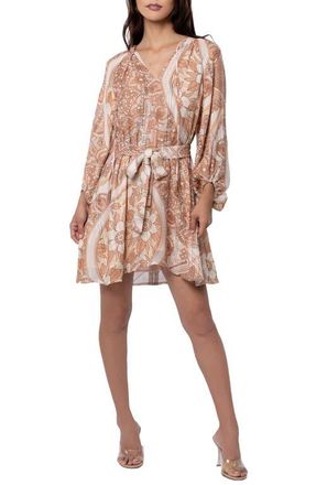 Ciebon Sonia Metallic Long Sleeve Minidress in Taupe Multi at Nordstrom, Size X-Small