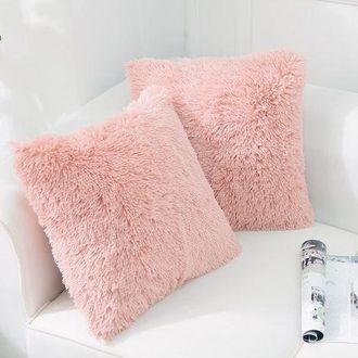 OEM Funda De Coj&iacute;n Decorativa De Lujo, Suave Y De Imitaci&oacute;n De Felpa, Sin Relleno, 45 X 45 Cm, Rosa, Juego De 2