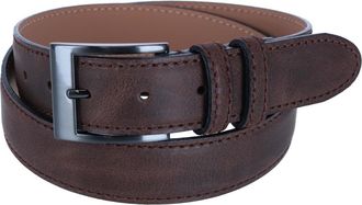CTM Mens Textured Italian Leather Belt with Sqaure Buckle