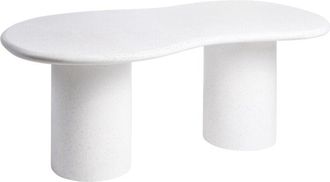 Beliani Garden Table White Terrazzo Effect MgO 6 Seater Rust Weather Resistant Irregular Shape Modern Dining Room Outdoor and Indoor SIRMIONE