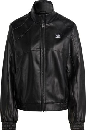 adidas (WMNS) adidas adicolor Trefoil Faux Leather Jacket Asia Sizing Black II6103