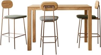 Tikamoon Mesa de bar de roble macizo para 4-6 personas