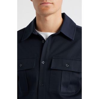 Krost Pleated Pocket Button-Up Shirt in Dark Navy at Nordstrom, Size Xx-Large