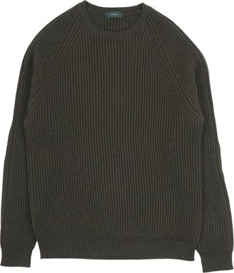 Zanone Round-neck Knitwear, male, Green, Size: 3XL Round-neck Knitwear