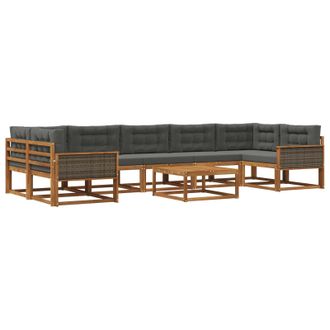 vidaXL Conjunto De Sof&aacute;s De Exterior 8 Pcs Natural Y Antracita Vidaxl