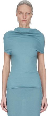 Rick Owens Blue Draped Detailing T-Shirt