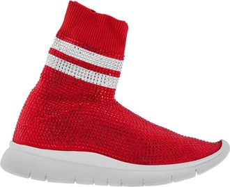 Joshua Sanders Ladies Red Sneakers Sock All Strass, Brand Size 35 ( US Size 5 )