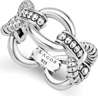 Lagos Sterling Silver Caviar Link Ring at Nordstrom, Size 6