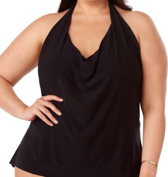 Magic Suit By Miraclesuit Plus Size Sophie Halter Cowl Neck Underwire Tankini Top In Black
