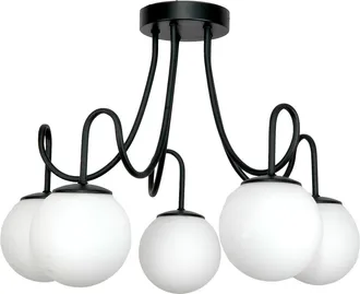 OEM L&aacute;mpara De Techo Colgante Negra Con Pantalla De Cristal Blanco 15-280 Ted