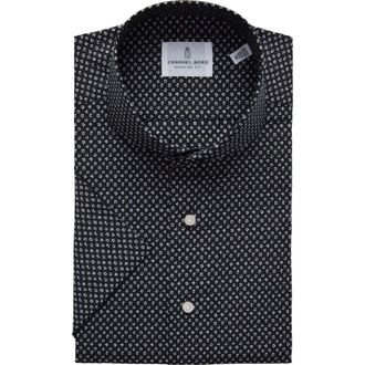 Emanuel Berg Modern Fit Floral Short Sleeve Stretch Poplin Sport Shirt in Oxford at Nordstrom Rack, Size Large/x-Large