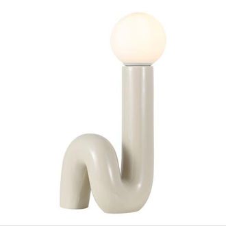 Jonathan Y Designs Katya 18 Scandinavian Minimalist Ceramic Spiral Tube LED Table Lamp in Light Gray at Nordstrom