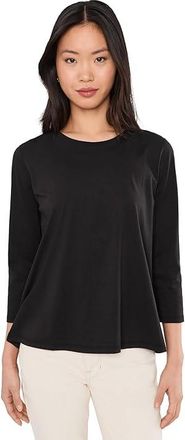 Eileen Fisher Organic Pima Cotton Jersey Round Neck T-Shirts Womens Clothing Black 1 : LG, Jersey/Cotton