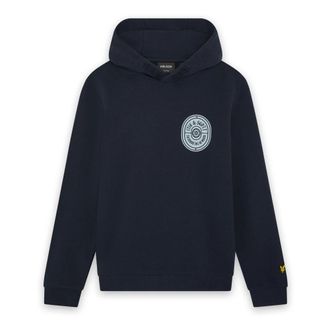 Lyle & Scott Borders Graphic Hoodie - Heren - Sweatshirts & Hoodies - Blauw - Maat: 10 Y | 140 CM Katoen