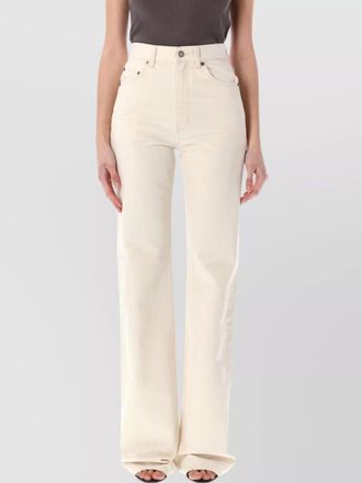 Saint Laurent denim high-rise flared wide-leg trousers