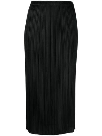 Pleats Please Issey Miyake Gonna a vita alta plissettata - Nero
