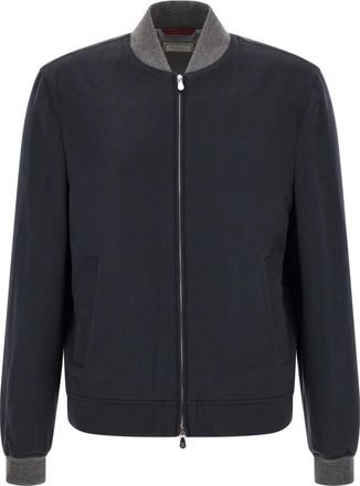 Brunello Cucinelli Dark Blue Bomber Jacket