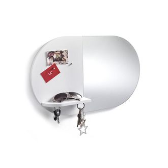 tomasucci Wall mirror with O-REMINDER memo panel, white