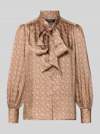 Lauren Ralph Lauren Regular Fit Bluse mit Zierschleife Modell Klaryce in Beige, Gr&ouml;&szlig;e M