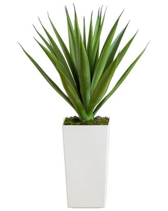 Nearly Natural 37In Uv-Resistant Artificial Agave Plant In Tower Planter (Indoor/Outdoor)