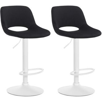 Clp Clp - Set De 2 Taburetes De Bar Camden En Terciopelo Negro Metal Blanco Mate