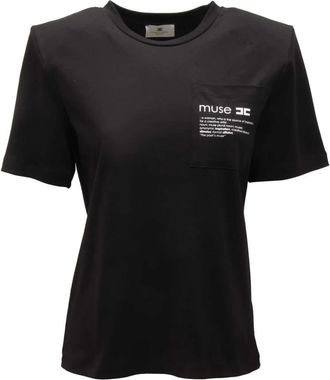 Elisabetta Franchi Maglia Ma-020-56E2 - Dames - T-shirts - Zwart - S - Katoen - Tops