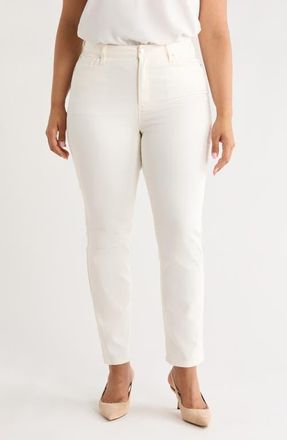 Anne Klein Leo Straight Leg Jeans in White Dove at Nordstrom, Size 18W