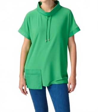Joseph Ribkoff Cowl Neck Pullover With Pocket In Island Green