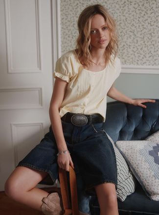 Twik Womens Scoop-neck babydoll blouse