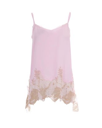 Fabiana Filippi V-Neck Crepe De Chine Top With Lace Detail