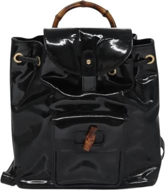 Gucci Pre-owned Vintage bamboe rugzak - Dames - Vintage Rugzakken - Zwart - ONE Size - Bamboe - Vintage