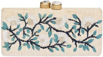 Raf&eacute; New York Alessandra Rattan Long Clutch in Blue/White at Nordstrom, Size Small
