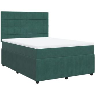 vidaXL Cama Box Spring Con Colch&oacute;n Terciopelo Verde Oscuro 160x200 Cm Vidaxl