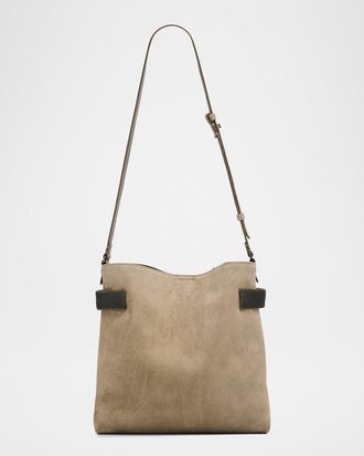 Brunello Cucinelli Essence Monili-Trim Suede Shoulder Bag