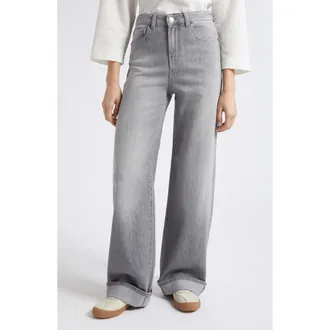 Emporio Armani Wide Leg Denim Pants in Grey at Nordstrom, Size 27