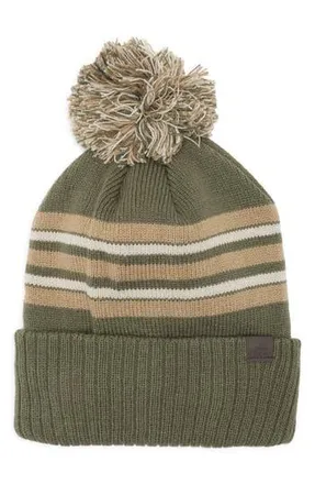 Rainforest Stripe Pom Pom Beanie in Olive Green Hthr Combo at Nordstrom Rack