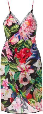 Philipp Plein Zwarte Bloemen Mini Jurk - Dames - Korte kleedjes - Veelkleurig - XS - Kleedjes