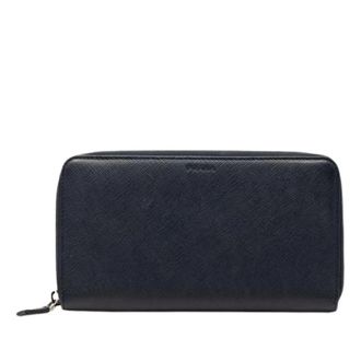Prada Pre-owned Vintage Lange Portemonnee (bi-fold) - Heren - Vintage Accessoires - Blauw - ONE Size - Leer - Vintage