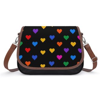 Generic Colorful Hearts Womens Crossbody Bag Fashion Shoulder Handbags Message Tote Bag with Adjustable Strap