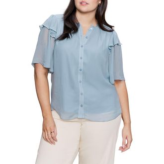 Sanctuary D&eacute;j&agrave; Vu Top in Sky Blue Gray at Nordstrom Rack, Size 1 X