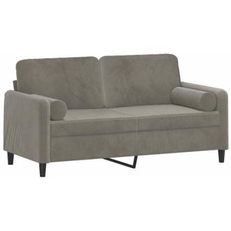 vidaXL Sof&aacute; 2 Plazas Almohadas Y Cojines Terciopelo Gris Claro 140 Cm Vidaxl