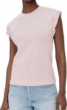 Pistola Denim Olivia Rolled Sleeve Tee In White Ruby Stripe