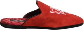 Dolce & Gabbana Rode Su&egrave;de DG King Heren Pantoffels - Dames - Slip ons - Rood - 40 1/2 EU - Su&egrave;de - Schoenen