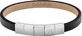 Calvin Klein Pulsera geom&eacute;trica de piel y acero