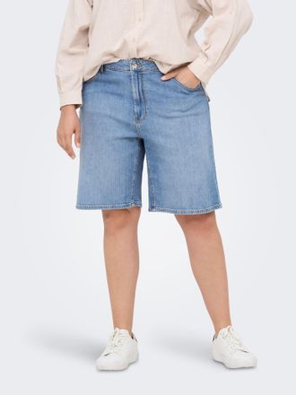 Only Carmakoma Jeansshorts ONLY CARMAKOMA CARSONNY HW WIDE DNM SHORTS NAS843 NOOS, Damen, Gr. 42, N-Gr, blau (light blau denim), Denim/Jeans, Obermaterial: 98% Baumw