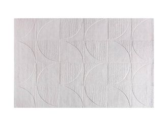 Vente-Unique 100% Wool Hand-Tufted Textured Rug With Geometric Pattern - 63 X 230 in Ivory | Size: 160 cm x 230 cm