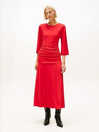 Tommy Hilfiger Vestido midi Festive de corte slim en crep&eacute;