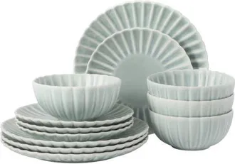 Gibson Home Peach Orchard 12 Piece New Bone China Dinnerware Set in Green at Nordstrom