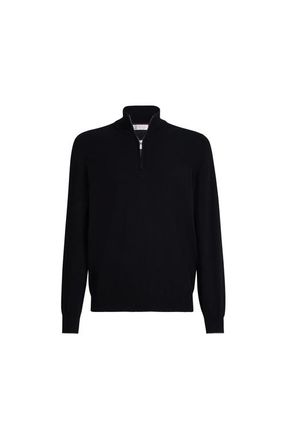 Brunello Cucinelli Cashmere sweater with half zip in Black at Nordstrom, Size 46 It