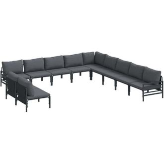 vidaXL Conjunto De Sof&aacute; De Jard&iacute;n 11 Pcs Antracita Acero Vidaxl